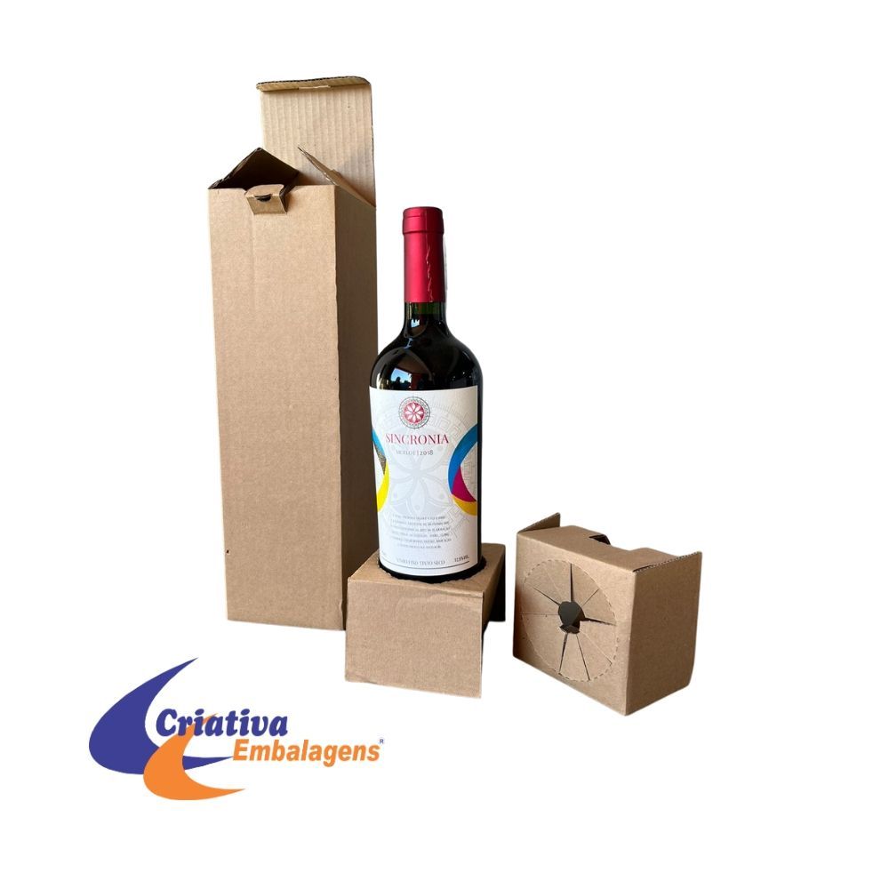 Caixa p/ vinho 1 garrafa 10x10x34cm c/ bero