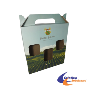 CAIXA 30X8X34CM PARA 1 VINHO E 2 TAAS