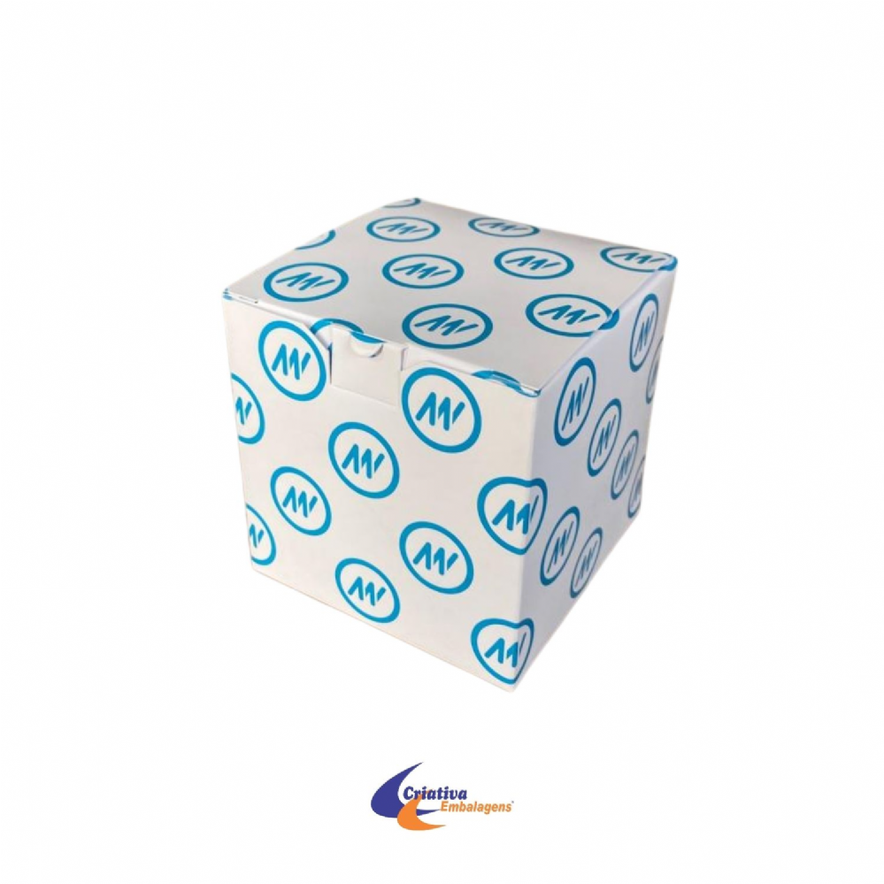 Caixa com trava - 9x9x9 papel carto fundo aut.
