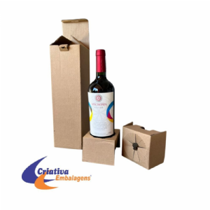 Caixa p/ vinho 1 garrafa 10x10x34cm c/ bero