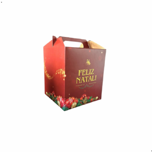 CAIXA PANETONE 14X14X16CM COM ALA - PERSONALIZAO NATAL - PRONTA ENTREGA
