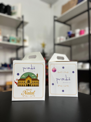 Box Presente - 14,5x14,5x17,5cm com al�a Panetone/Doces