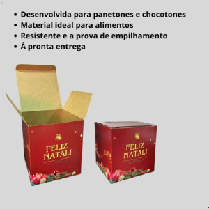 CAIXA PARA PANETONE E CHOCOTONE 500g - 14X14X16CM - PERSONALIZA��O GEN�RICA NATAL - PRONTA ENTREGA