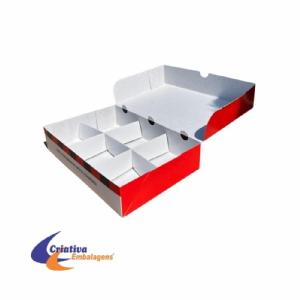 Caixa 27x18x5,5 cm - c/ meia lua e divis�ria para 6 und