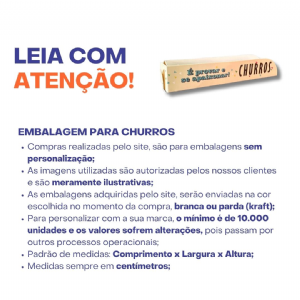 Churros 16x3x3cm - kit com 100 - Pronta entrega